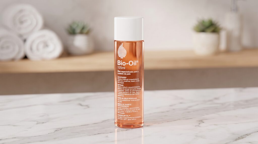 Bio-Oil óleo multiuso para estrias e cicatrizes embalagem laranja