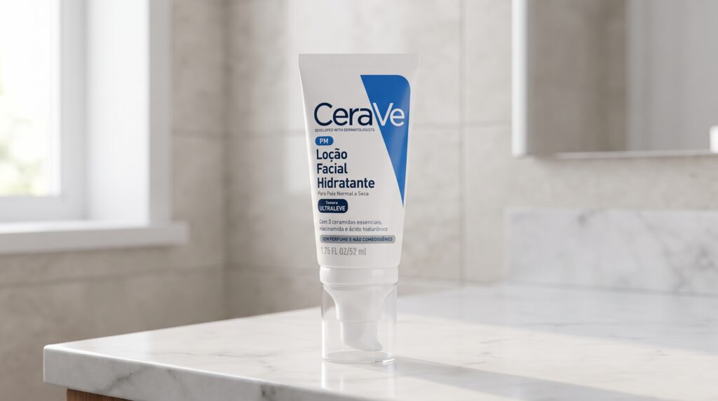 CeraVe Loção Hidratante Facial embalagem pump branca