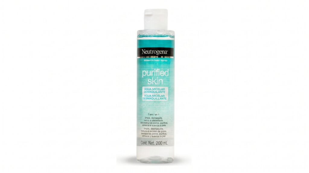 Neutrogena água micelar Purified Skin embalagem transparente