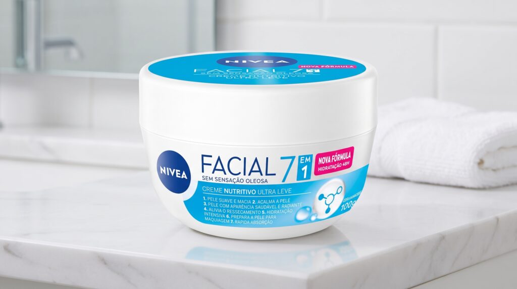 Nivea Facial Nutritivo com Karité e Vitaminas hidratante facial pele seca embalagem azul