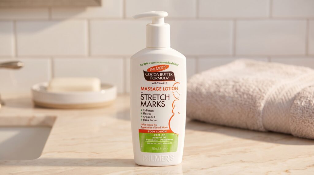 creme para estrias Palmer's Cocoa Butter Formula embalagem laranja